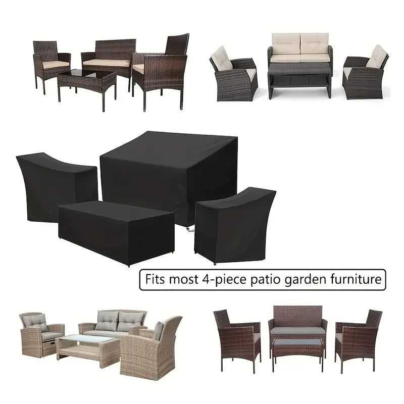 4pcs/Set Patio Furniture Covers, Heavy Duty Waterproof Outdoor Furniture Covers, Rattan Outdoor Furniture Windproof