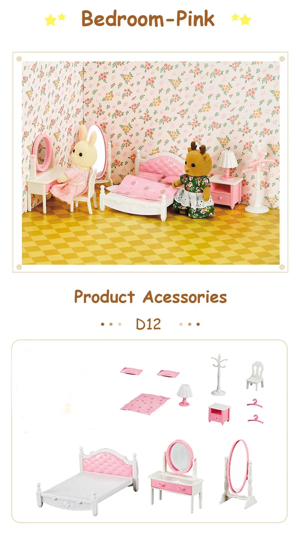 1:12 Miniature Furniture Forest Family Kitchen Toy Dining Table Dollhouse Accessories Bathroom Pretend Play For Girl Gifts Toys