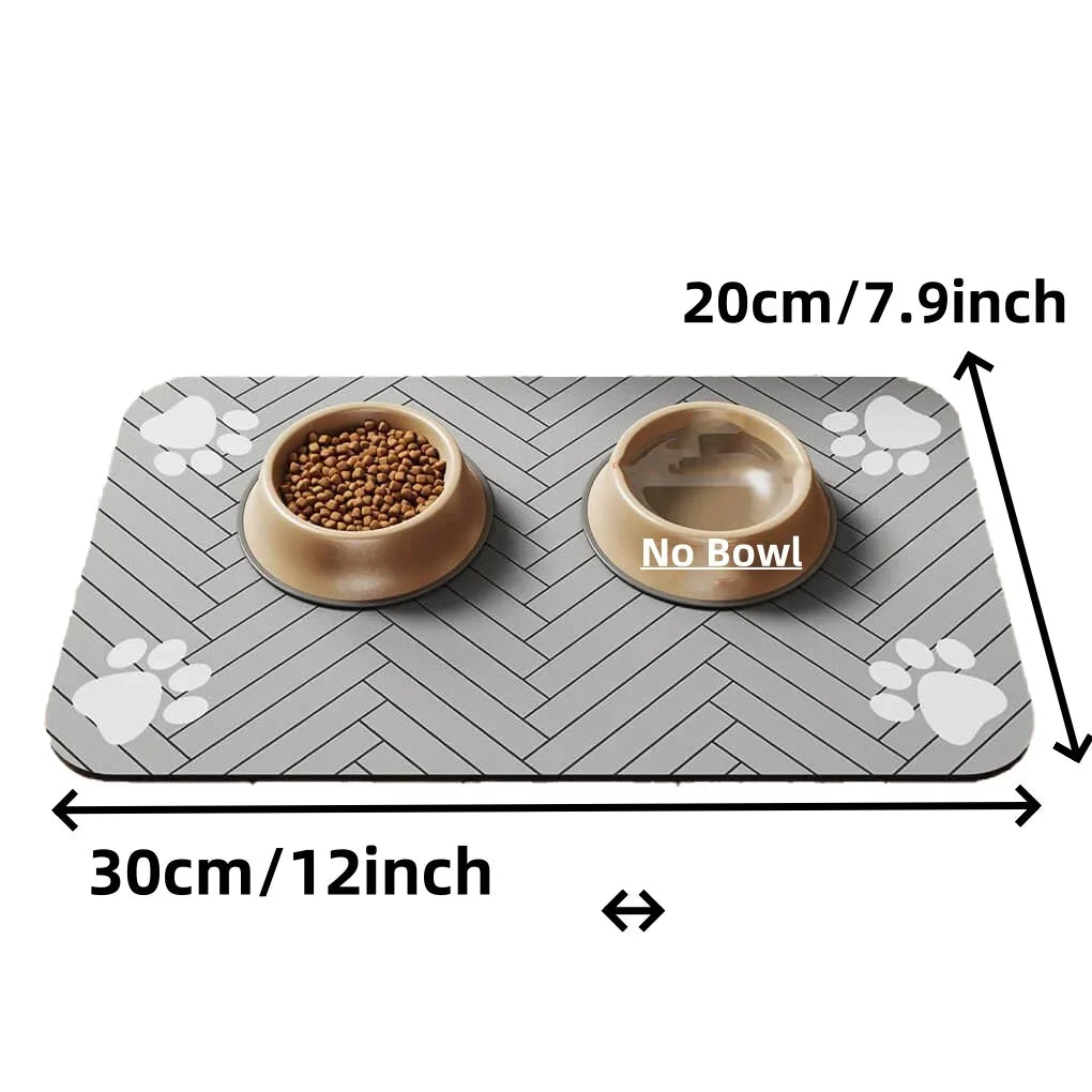 1pc S/M/L bsorbent Pet Feeding Mat, Waterproof Placemat for Dog & Cat Food & Water Bowls, Quick-Dry Rubber Backing