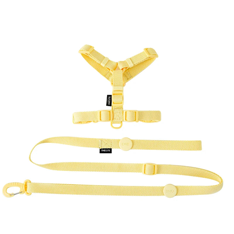 Adjustable Puppy Harness Set, Reflective Dog Collar & Leash for Small Dogs 2-6kg, Macaron Color Cat Safe Walking Gear