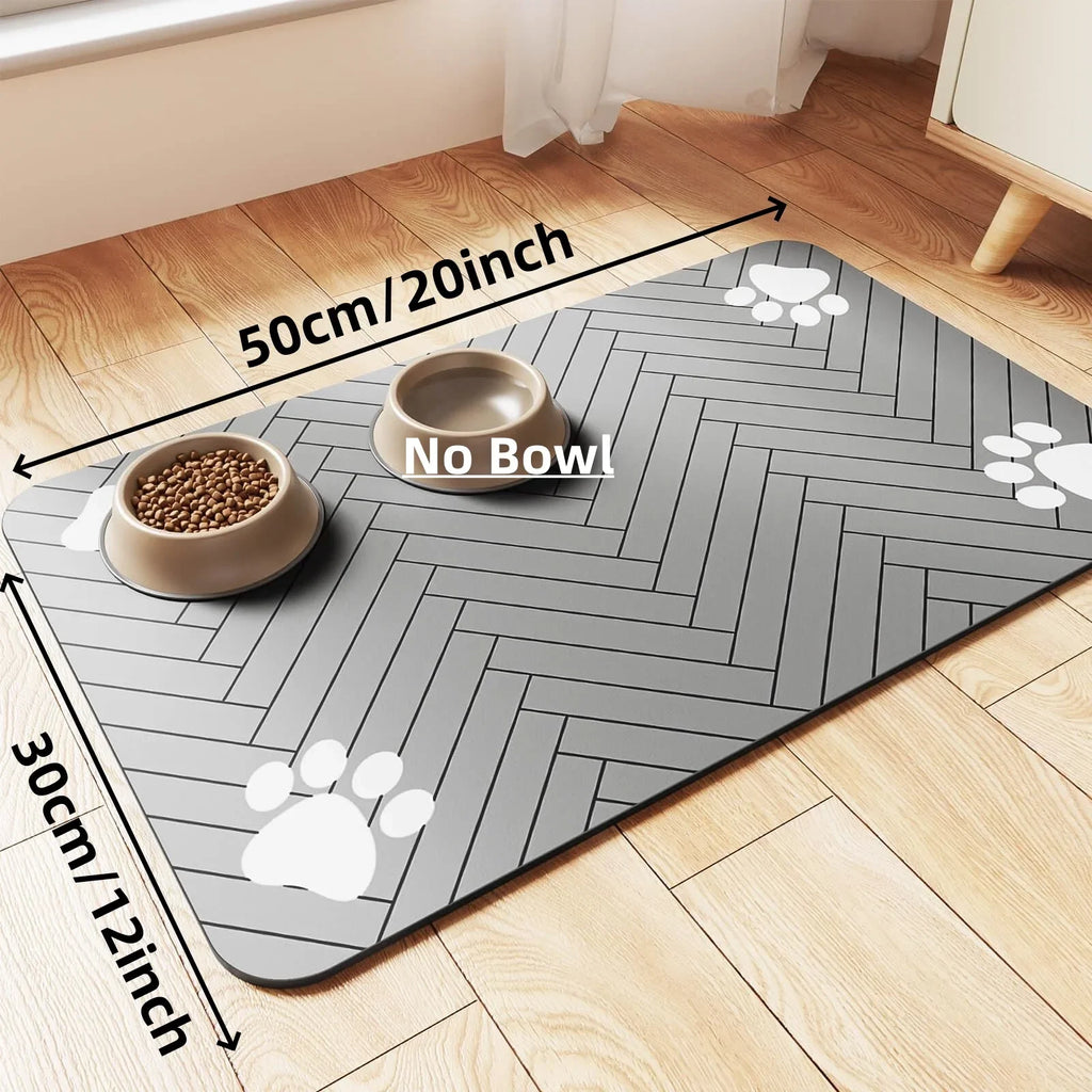 1pc S/M/L bsorbent Pet Feeding Mat, Waterproof Placemat for Dog & Cat Food & Water Bowls, Quick-Dry Rubber Backing