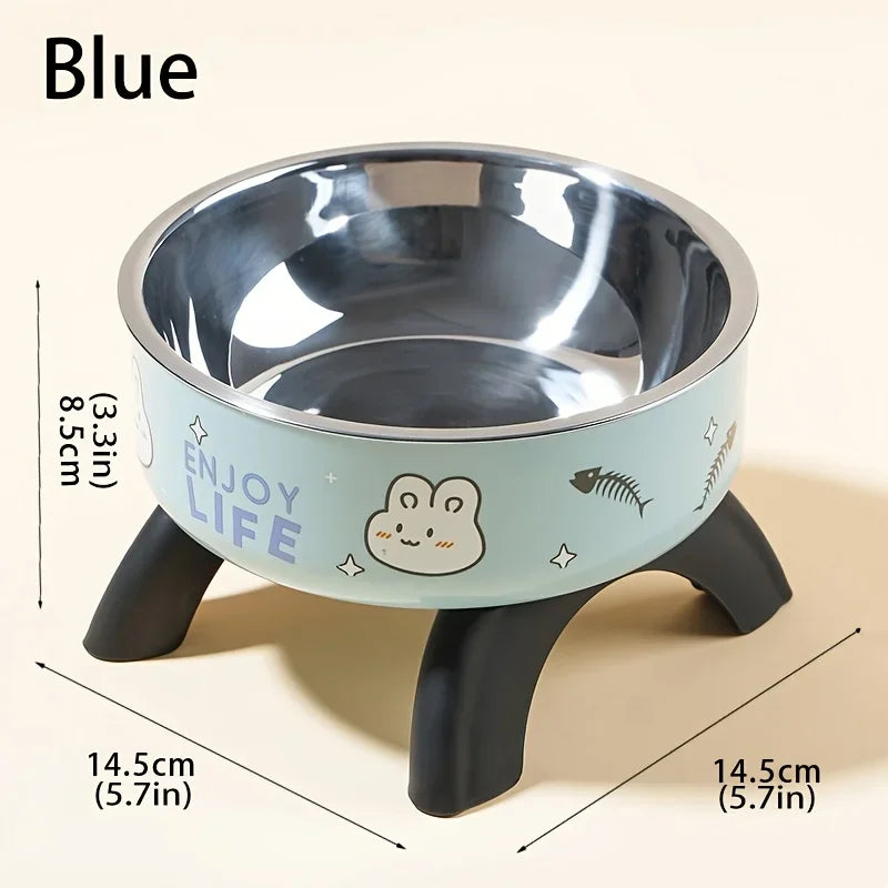 Stainless Steel Pet Bowl – Anti-Tip Elevated Design with Non-Slip Silicone Base & Chew-Proof Edge for Small Cats/Dogs Feeding