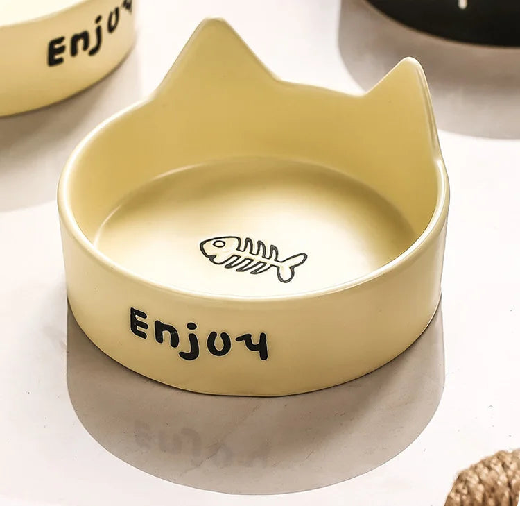 Ceramic Raised cat bowl Anti Rollover Cat Feeder for Small Dogs cats Round Pet Water Bowl Pet Supplies