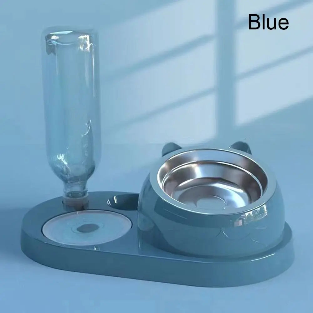 Food Container with Waterer Pet Waterer Feeder 2-in-1 Cat Bowl Water Dispenser Automatic Water Storage Pet Dog Cat Food Bowl