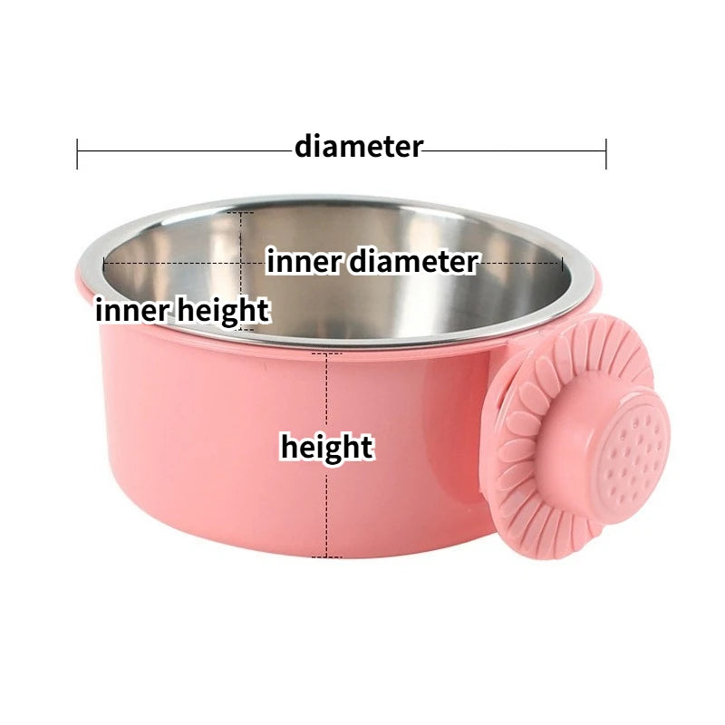 Pet Bowls Dog Feeders Removable Stainless Steel Hanging Pet Cage Bowl Food & Water Feeder for Cat Puppy Bird Guinea Pig