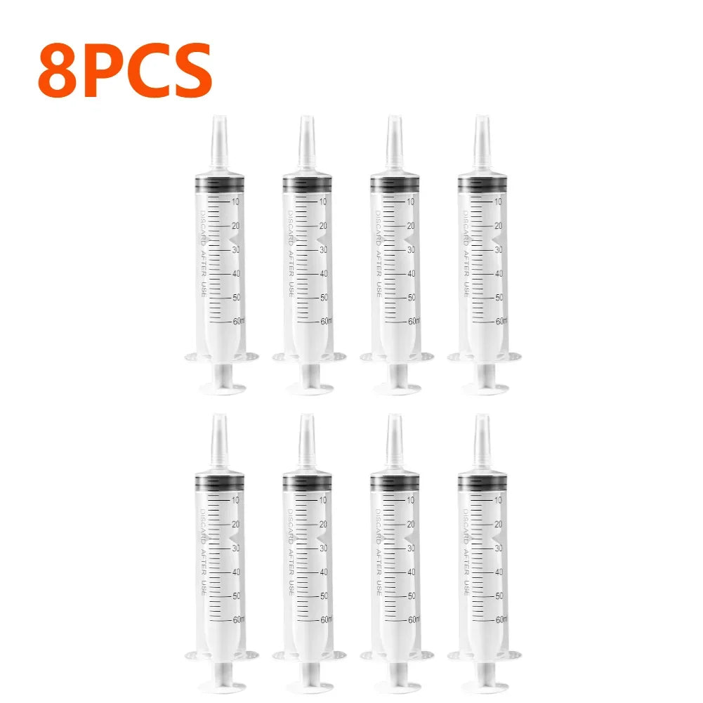 60ml Without Needle Plastic Nutrient Syringe 1-20Pcs Measuring Tool For Pump Draw Ink Liquid Oil Glue Applicator Pet Feeding