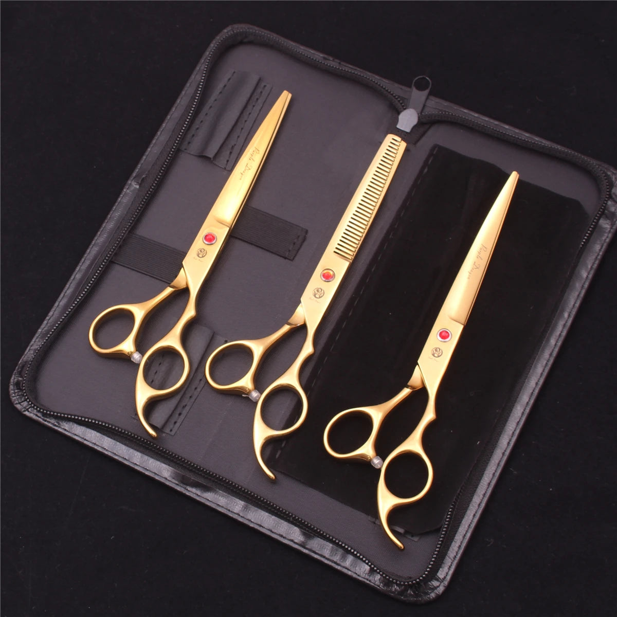 Purple Dragon Dog Grooming Scissors 7" Japan Stainless Straight Shears Pet Thinning Scissors Dog Curved Shears Chunker Z3003