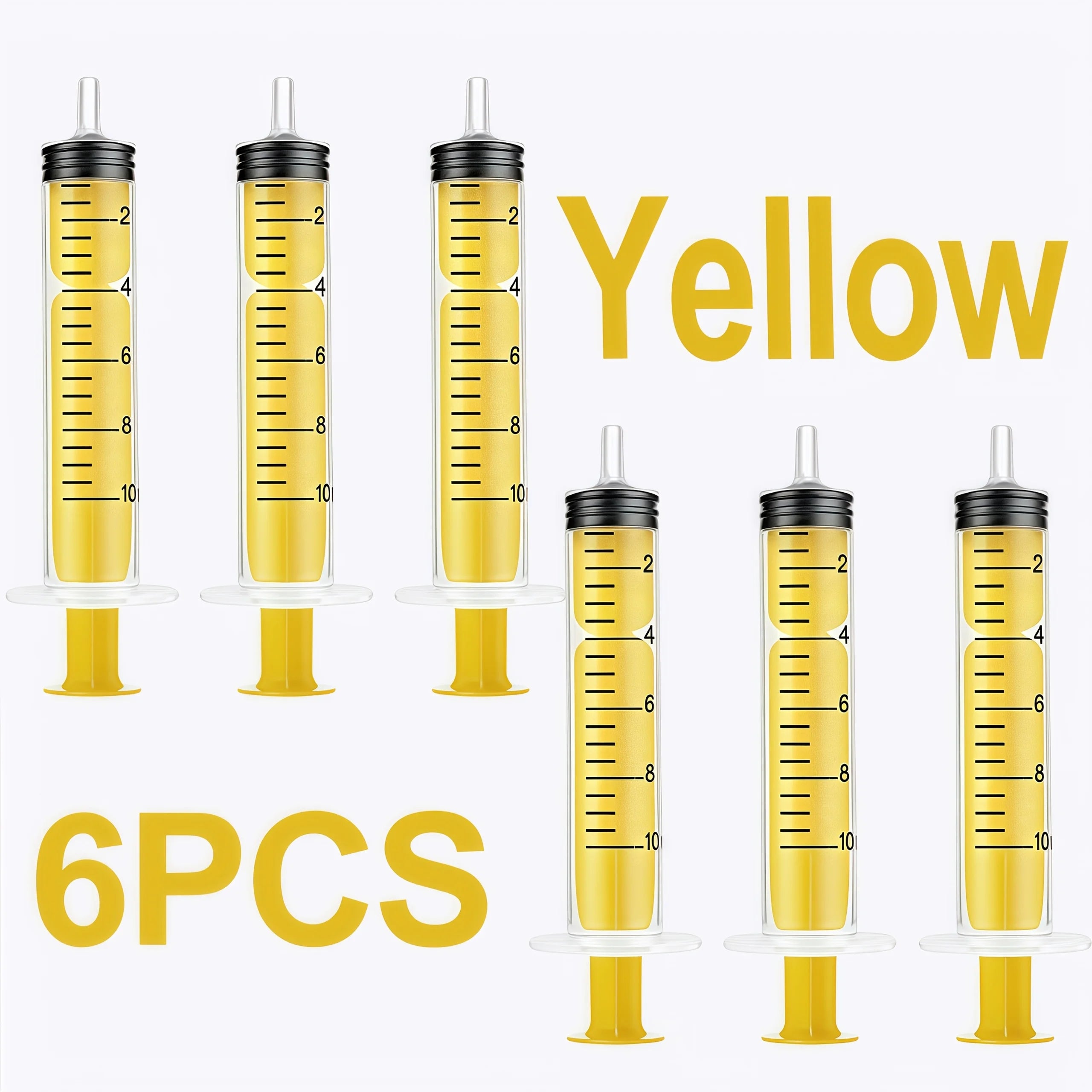 6 pieces of 10ml colored syringe with caps, suitable for glue, liquid distribution and measurement, pet food feeding, refilling