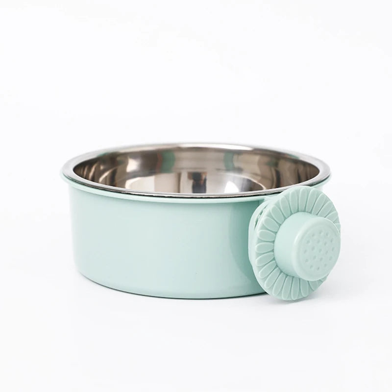 Pet Bowls Dog Feeders Removable Stainless Steel Hanging Pet Cage Bowl Food & Water Feeder for Cat Puppy Bird Guinea Pig