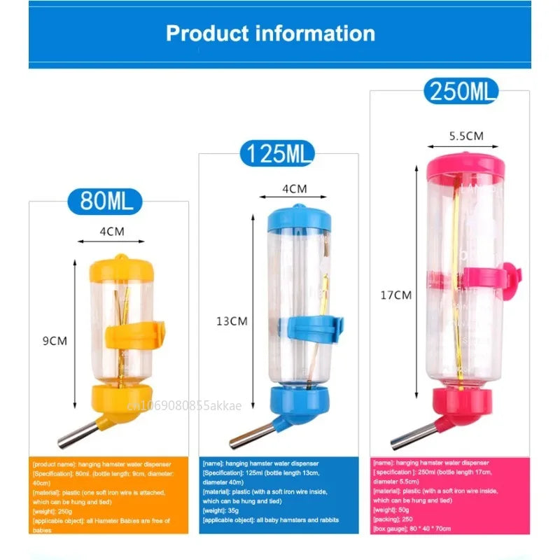 Pet Hamster Cat Drinker Kitten Water Bottle Dispenser Feeder Hanging Dog Guinea Pig Squirrel Rabbit Drinking Head Pipe Fountain