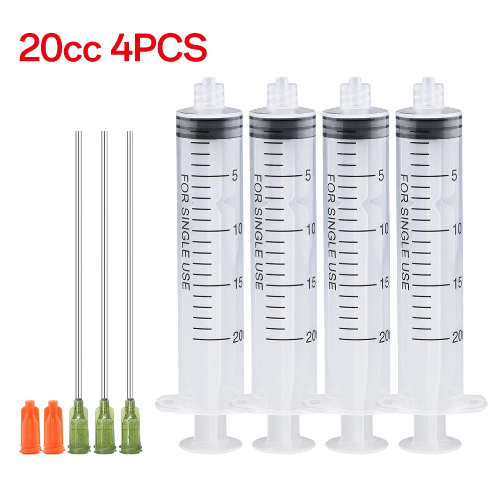 3ml-60ml Plastic Luer Lock Syringe Industrial Syringes With 4 Inch Glue Dispensing Tip and Caps for Oil Glue Liquid,Pet Feeding