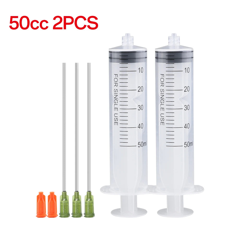 3ml-60ml Plastic Luer Lock Syringe Industrial Syringes With 4 Inch Glue Dispensing Tip and Caps for Oil Glue Liquid,Pet Feeding