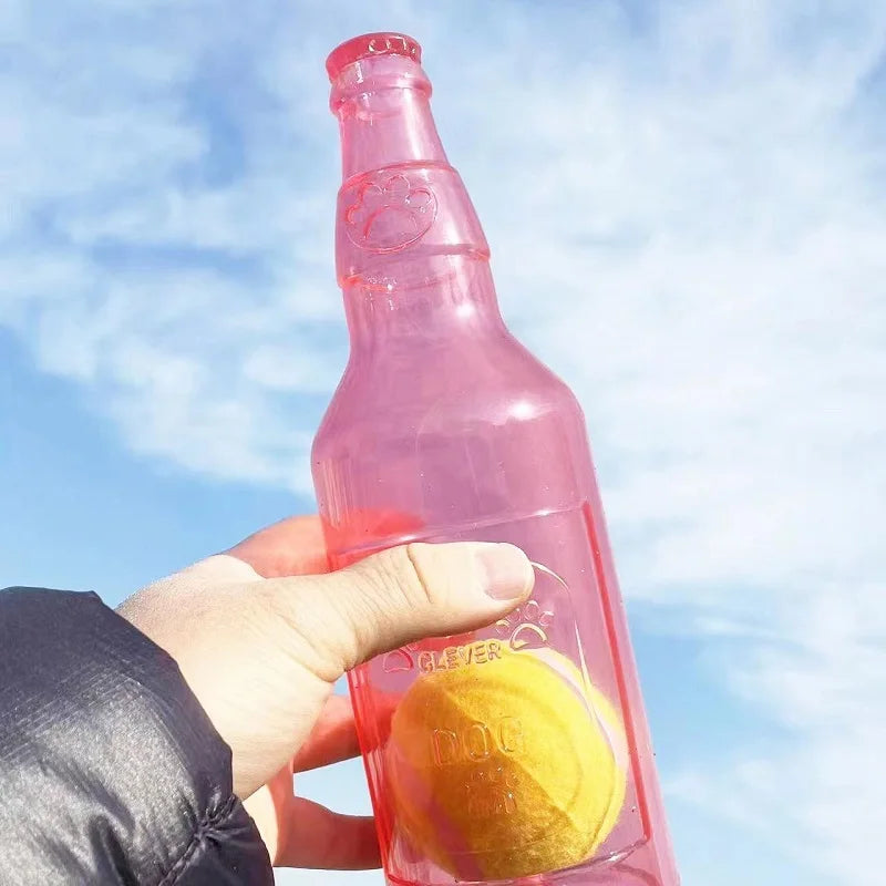 Jouet à mâcher pour animaux de compagnie TPR résistant aux morsures bouteille de bière avec balle de tennis jouet chiot dents grincant chien mâchant jouets interactifs grinçants