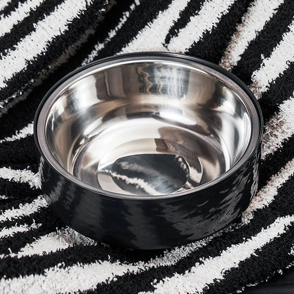 A water ripple high-foot pet bowl, stainless steel dog bowl, stylish and simple feeding and water feeding neck cat bowl, indoor