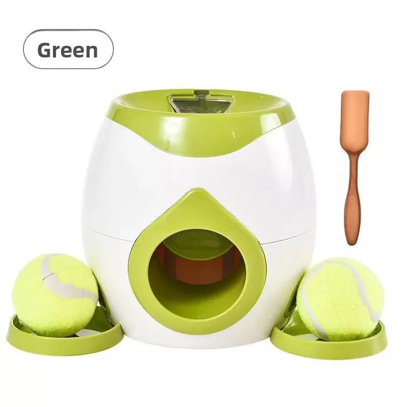 2 in 1 Dog Pet Interactive Toy Tennis Ball Launcher Automatic Throwing Training Reward Machine Fun Feeding Machine Pet Supplies