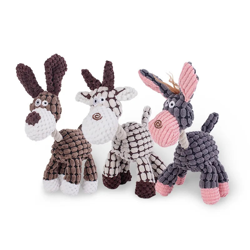 Plush Dog Toy Animals Shape Bite Resistant Squeaky Toys Corduroy Dog Toys for Small Large Dogs Puppy Pets Training Accessories