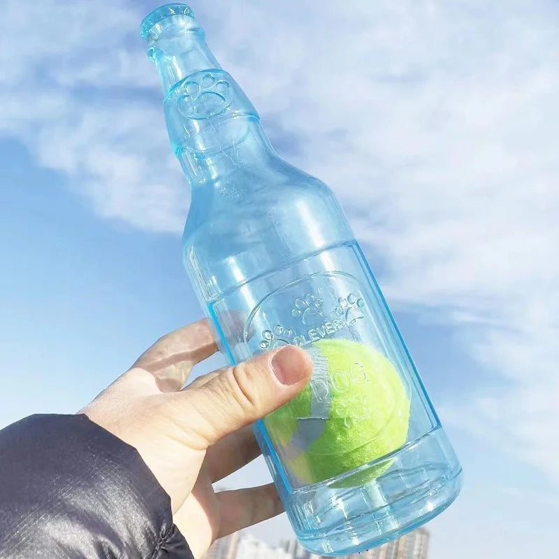 Jouet à mâcher pour animaux de compagnie TPR résistant aux morsures bouteille de bière avec balle de tennis jouet chiot dents grincant chien mâchant jouets interactifs grinçants