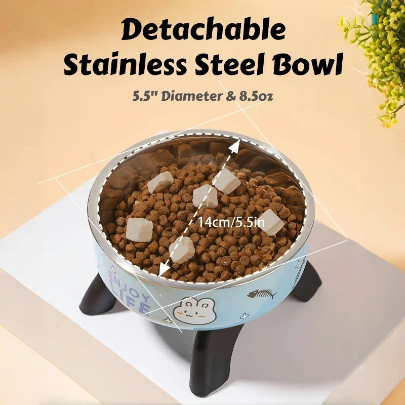 Stainless Steel Pet Bowl – Anti-Tip Elevated Design with Non-Slip Silicone Base & Chew-Proof Edge for Small Cats/Dogs Feeding