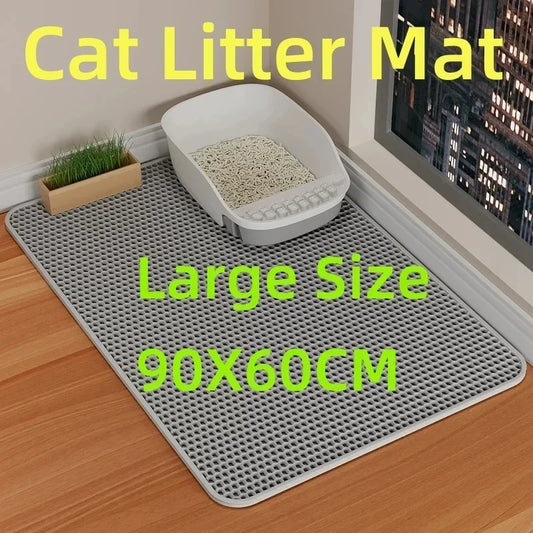 Alfombrilla grande para arena de gatos, impermeable, de doble capa, antideslizante, lavable, duradera, para entrenamiento de baño de mascotas