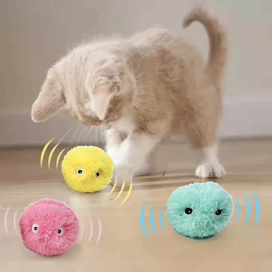 Pelota interactiva inteligente para gatos, juguete de peluche eléctrico con hierba gatera para entrenamiento, juguete con sonido táctil para mascotas, pelota de juguete con chirrido.