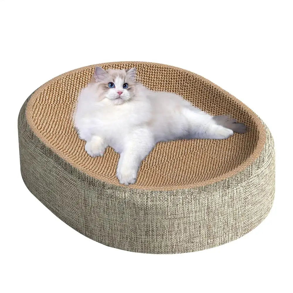 Oval Shaped Scratch Pad for Cats Sisal Scratching Cat Bed Multipurpose Pet Sleeping Mat Wear-Resistant Cat Scratch Bed Nest