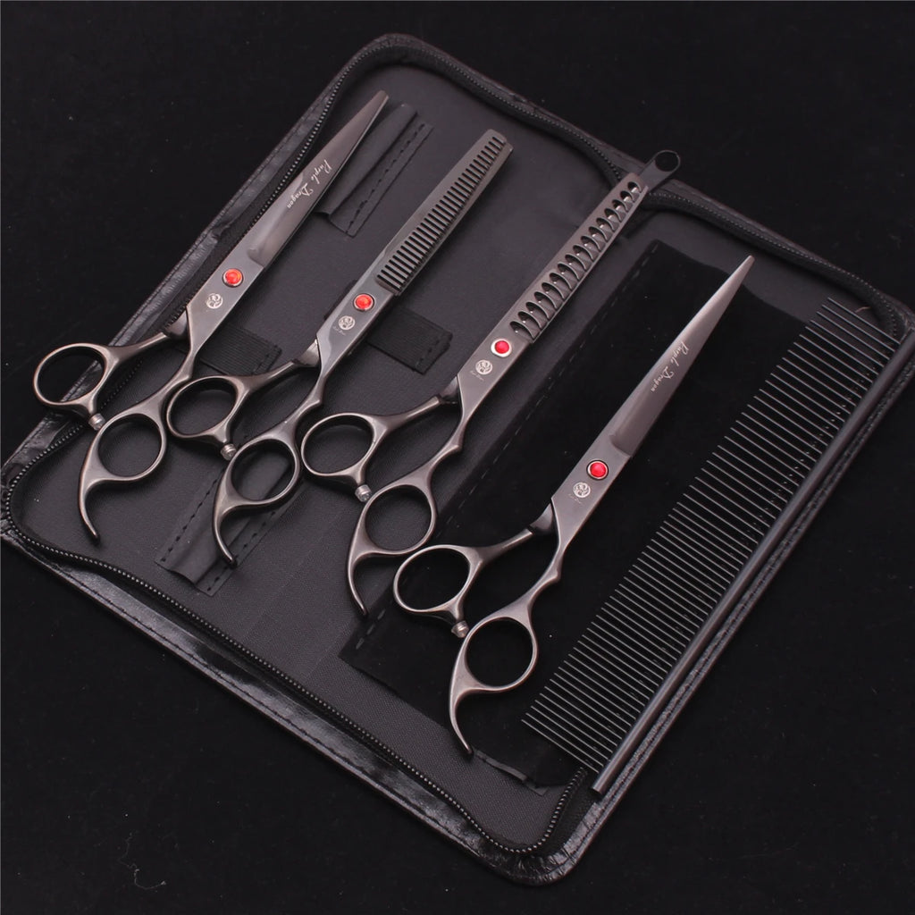 Purple Dragon Dog Grooming Scissors 7" Japan Stainless Straight Shears Pet Thinning Scissors Dog Curved Shears Chunker Z3003