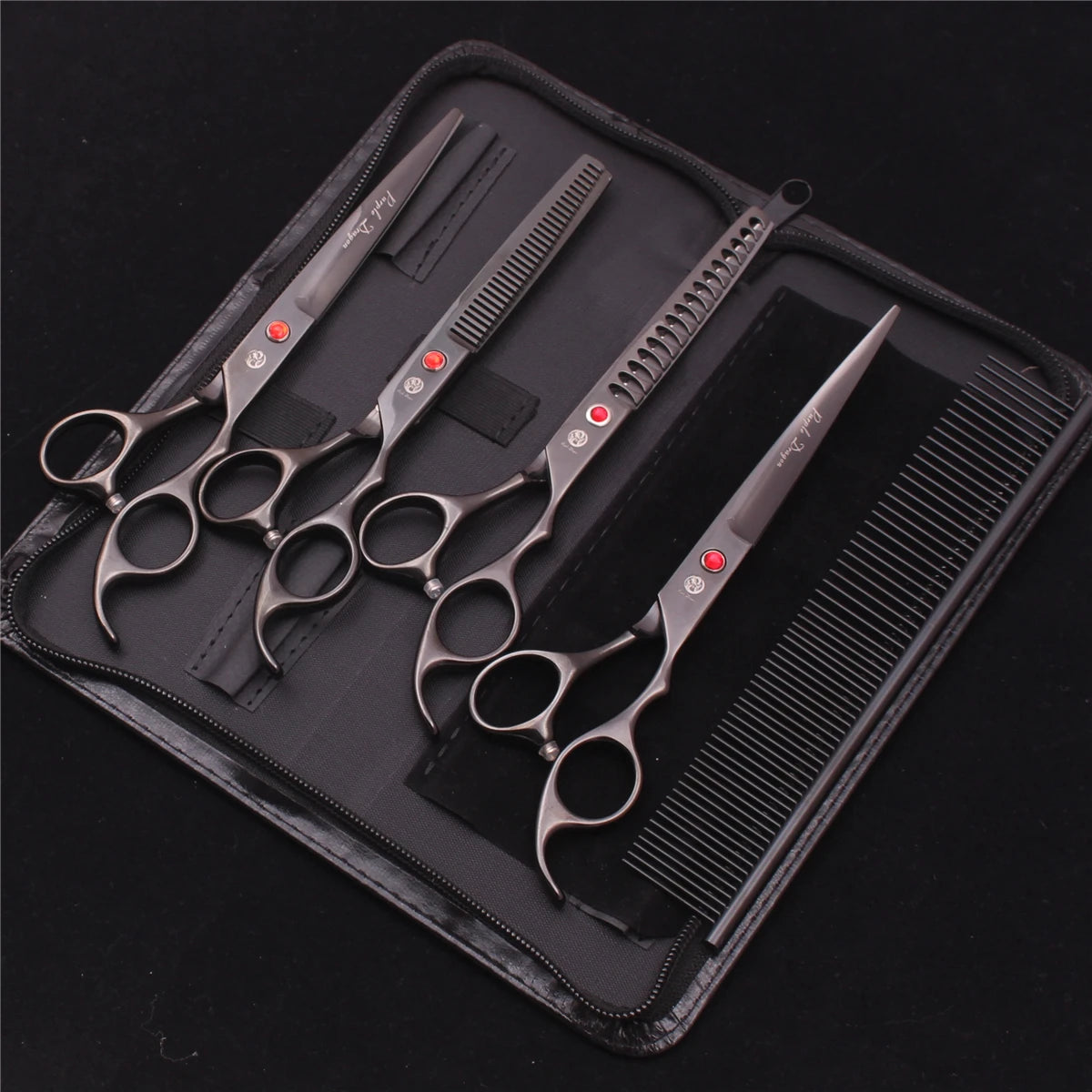 Purple Dragon Dog Grooming Scissors 7" Japan Stainless Straight Shears Pet Thinning Scissors Dog Curved Shears Chunker Z3003