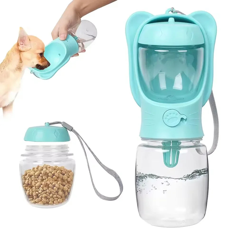 Portable Dog Cat Water Bottle with Storage Food and Water Container Suitable for Pet Dog Feeding Outdoor Travel Pet Supplies