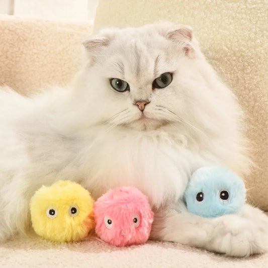 Pelota interactiva inteligente para gatos, juguete de peluche eléctrico con hierba gatera para entrenamiento, juguete con sonido táctil para mascotas, pelota de juguete con chirrido.