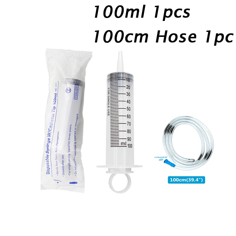 Plastic Car Oil Pet Feeding Pump Nutrient Measuring Big Syringe Reusable With 100cm Hose Syringes Large Capacity Syringe 100-550