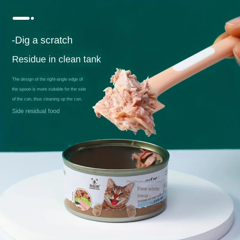 1pc/1set Pet Canned Spoon 3 in 1 Universal Sealing Lids Feeding Stirring Long Handle Cat Scoop Pet Feeding Tableware Accessories