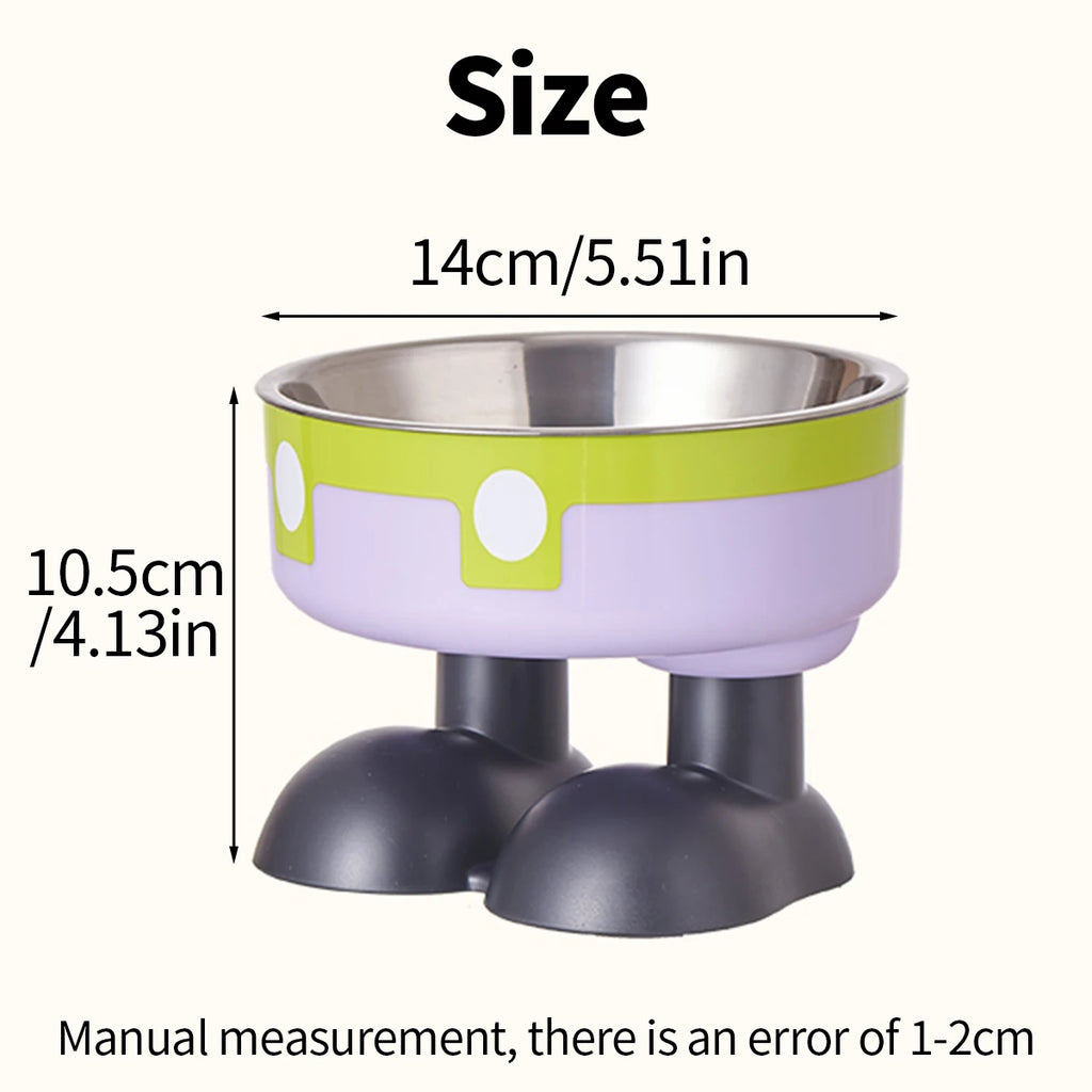 A high-legged pet bowl, colorful stainless steel large-capacity dog bowl for feeding and water, neck-protecting cat bowl, anti