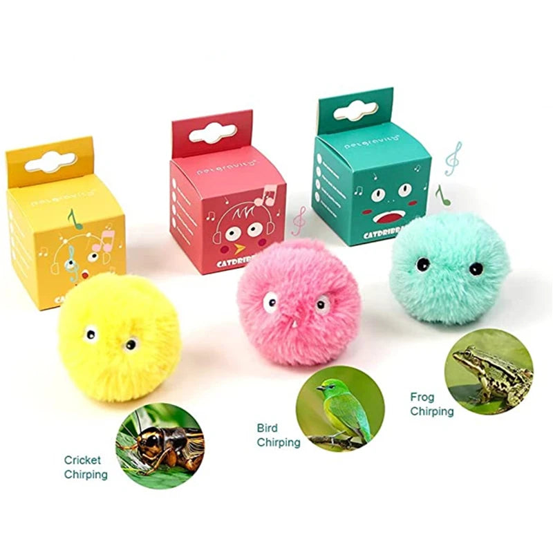 Pelota interactiva inteligente para gatos, juguete de peluche eléctrico con hierba gatera para entrenamiento, juguete con sonido táctil para mascotas, pelota de juguete con chirrido.
