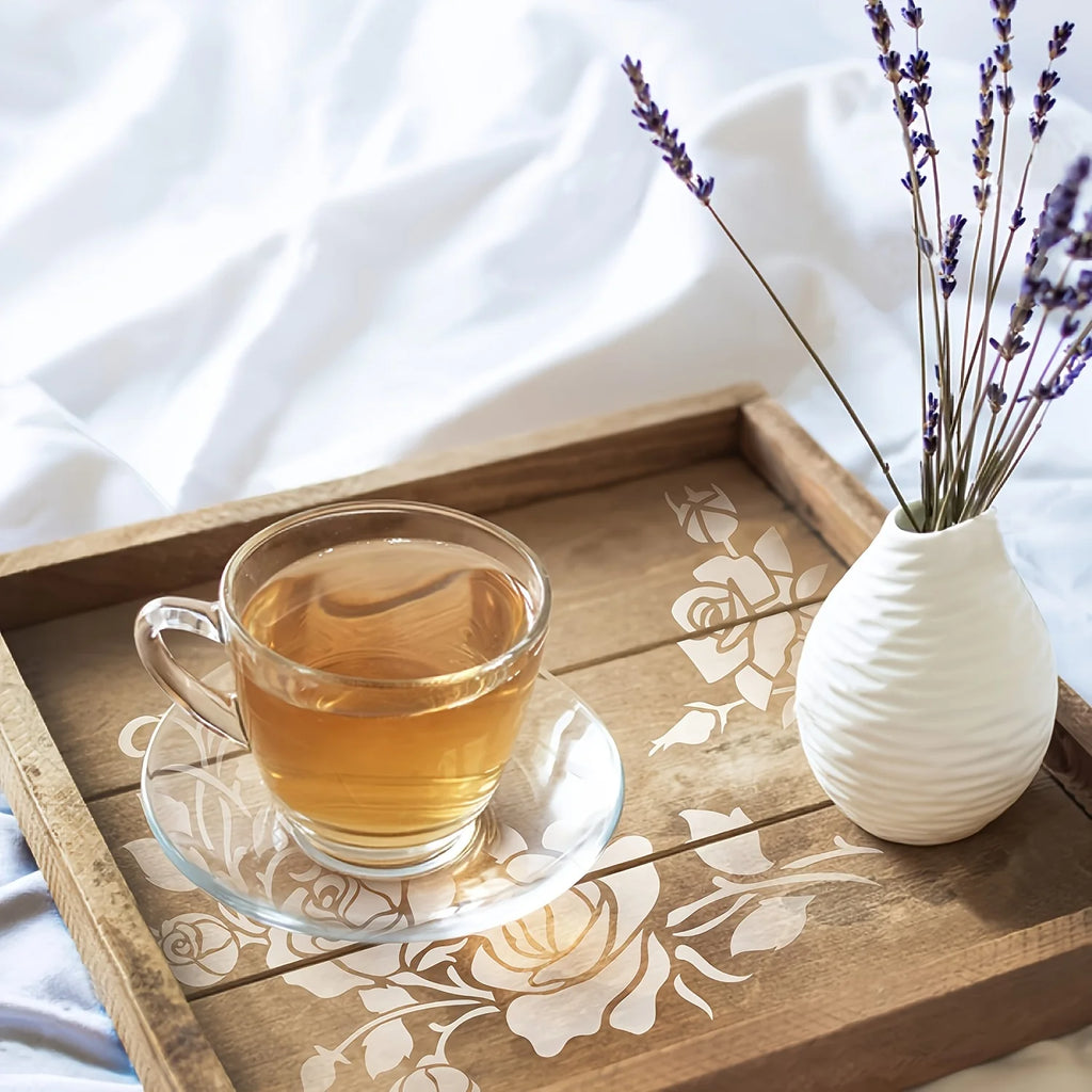 Reusable Rose PET Stencil Floral Template for DIY Wall Art And Furniture Painting