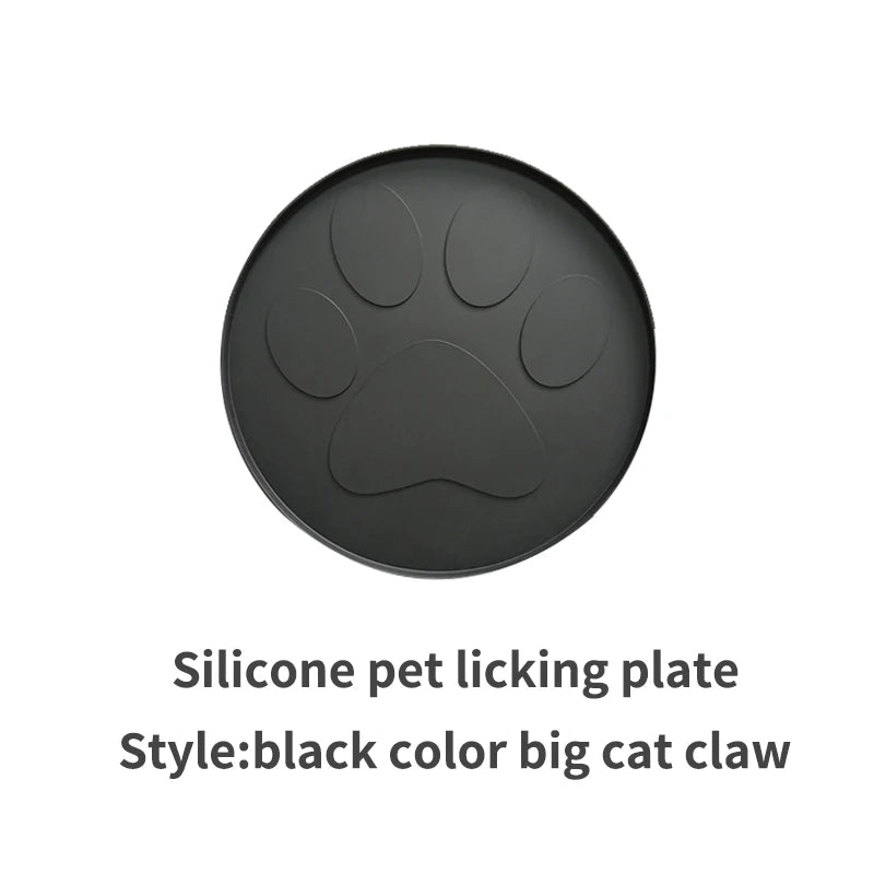 Coffee/pink/gray/black silicone pet meal pad, dog leak-proof feeding pad, round footprint pattern, cat feeding slow licking pad
