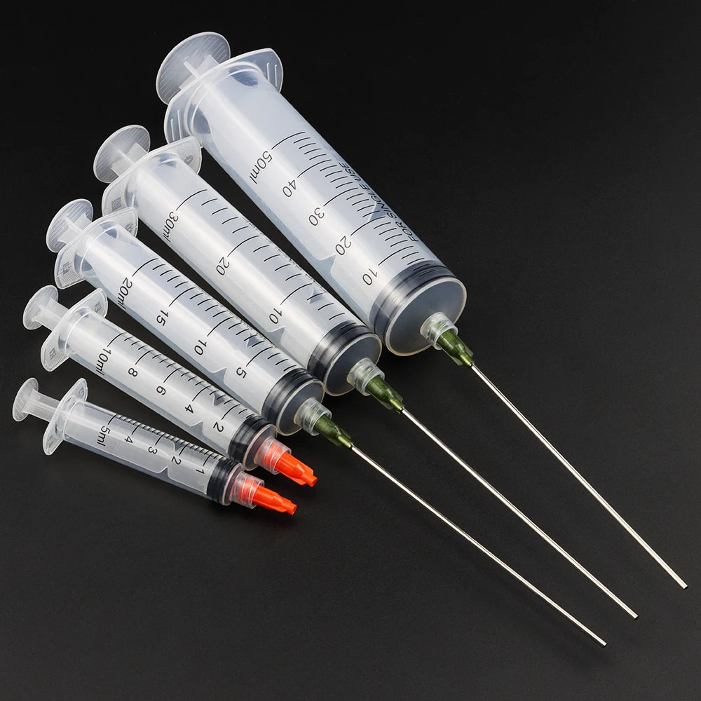 3ml-60ml Plastic Luer Lock Syringe Industrial Syringes With 4 Inch Glue Dispensing Tip and Caps for Oil Glue Liquid,Pet Feeding