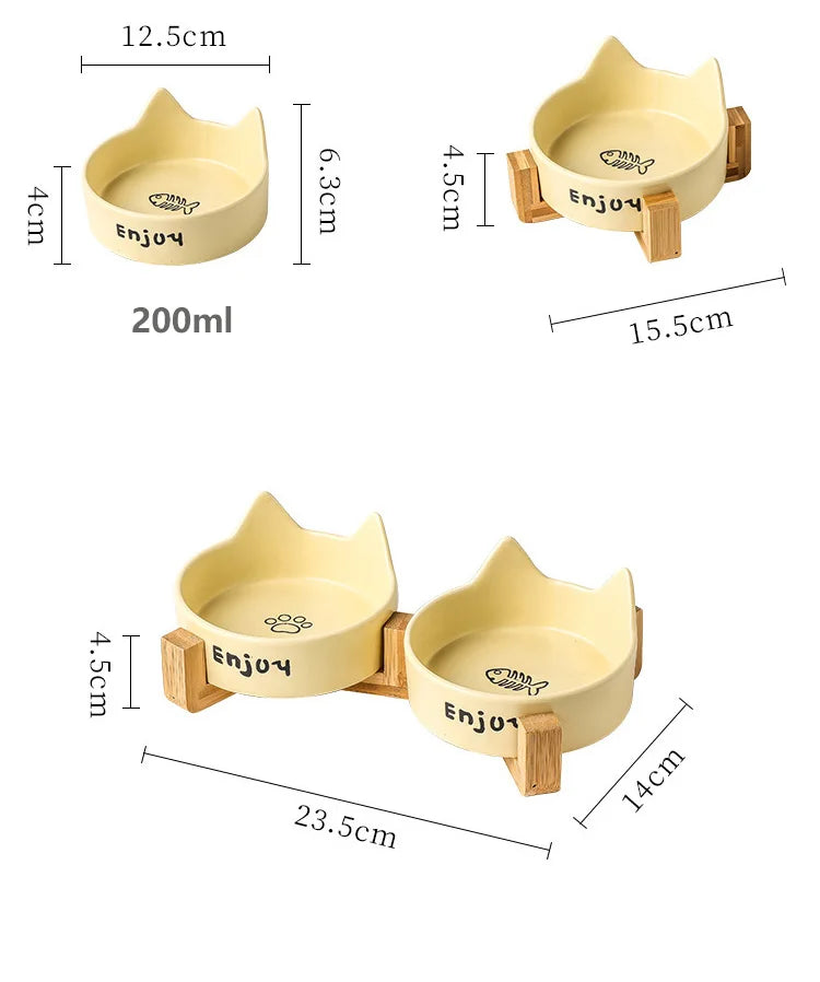 Ceramic Raised cat bowl Anti Rollover Cat Feeder for Small Dogs cats Round Pet Water Bowl Pet Supplies