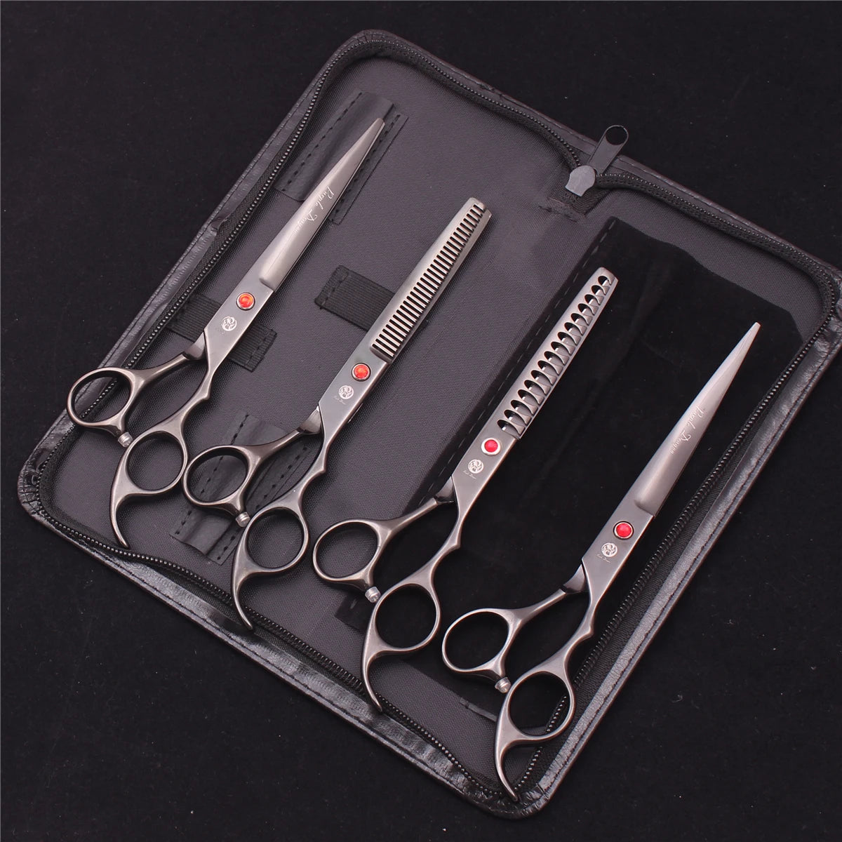 Purple Dragon Dog Grooming Scissors 7" Japan Stainless Straight Shears Pet Thinning Scissors Dog Curved Shears Chunker Z3003