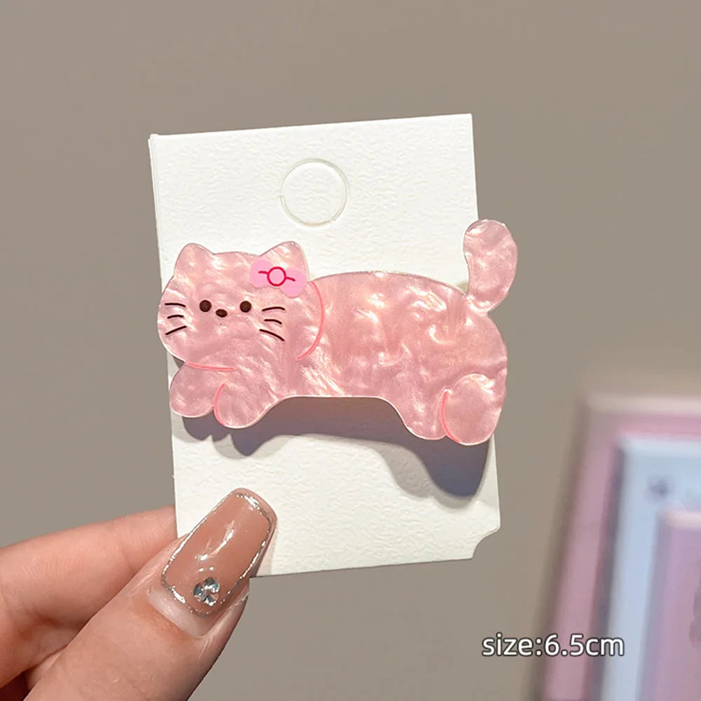 Cartoon Cute Puppy Headwear kitty Hair Clip Acrylic Christmas Hairpins Sweet Animal Bangs Clip For Girls Hair Accessories