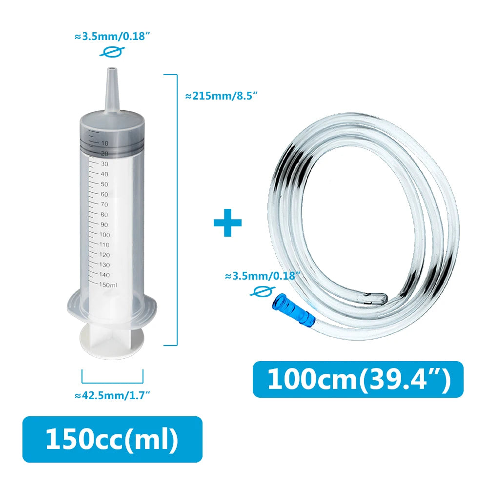 Pet Feeding Large Capacity Syringes 100ML-550ML With 1M Hose Plastic Injector Reusable Pump Nutrient Syringe Measuring Washable