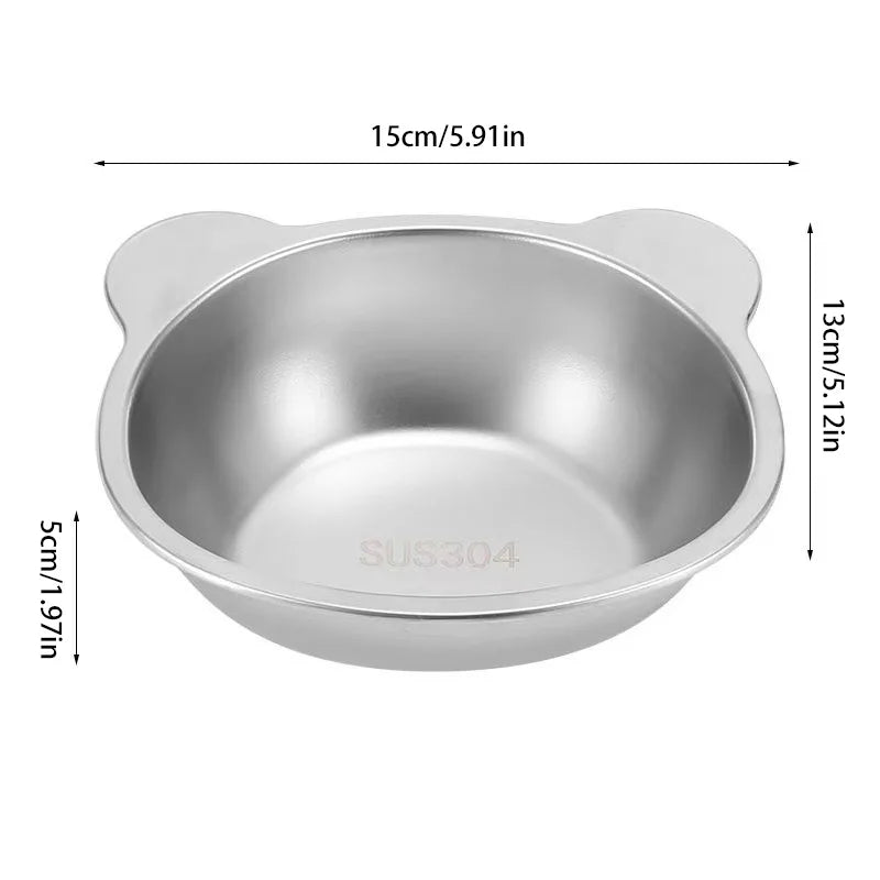 Raised Cat Bowls Tilted Neck Guard Cat Food Bowl 304 Stainless Steel Shatter-resistant Elevated 15° Pet Supplies for Puppy Cat