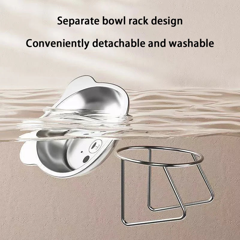 Raised Cat Bowls Tilted Neck Guard Cat Food Bowl 304 Stainless Steel Shatter-resistant Elevated 15° Pet Supplies for Puppy Cat