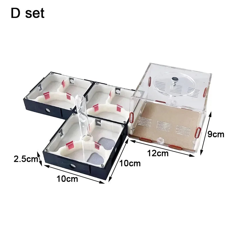 Unlimited Expansion Ant Farm Acrylic Ant Nest with Feeding Area Gypsum Pet Anthill Workshop Ant House Moisturizing Water Tower