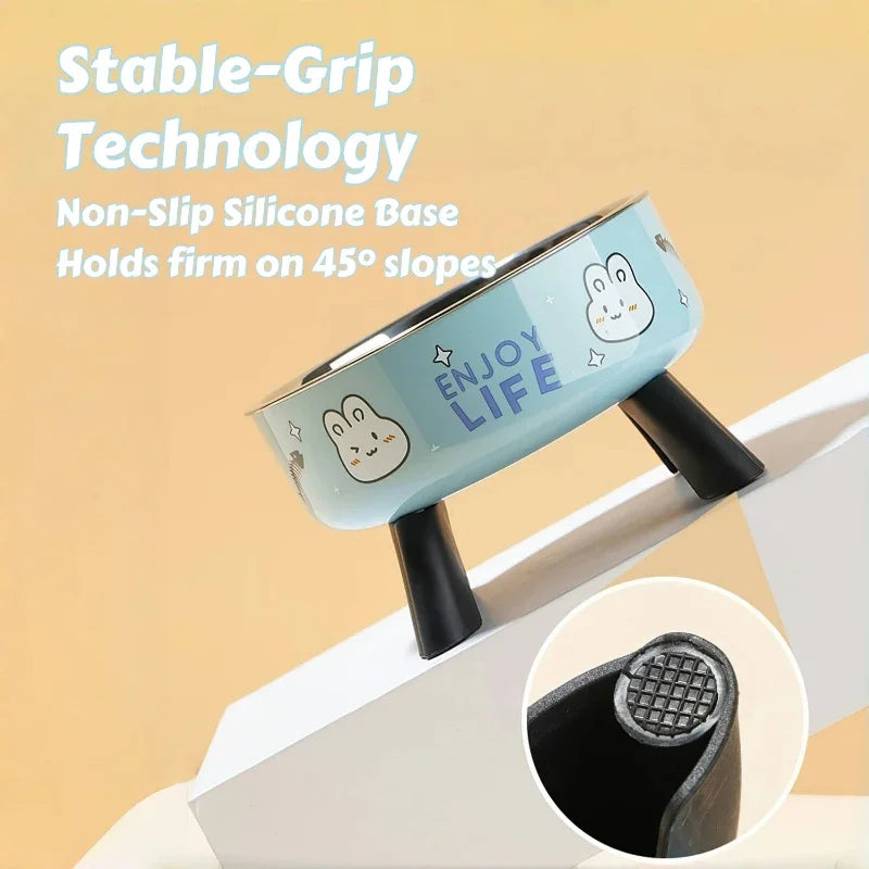 Stainless Steel Pet Bowl – Anti-Tip Elevated Design with Non-Slip Silicone Base & Chew-Proof Edge for Small Cats/Dogs Feeding