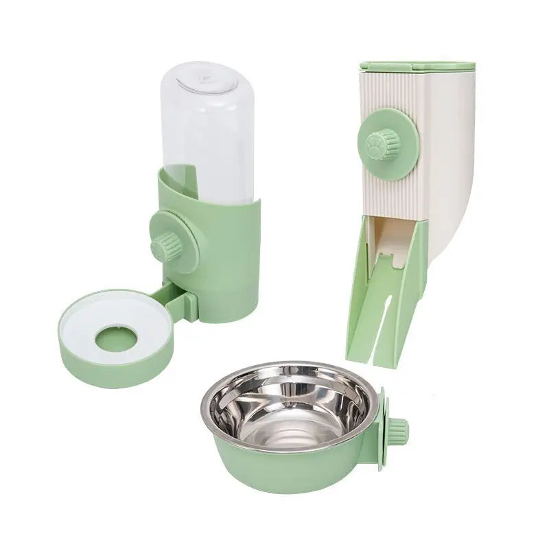 Automatic Pet Feeder with Hanging Bowl Water Bottle Food Container Dispenser for Puppy Cats Rabbit Birds Pet Feeding Product