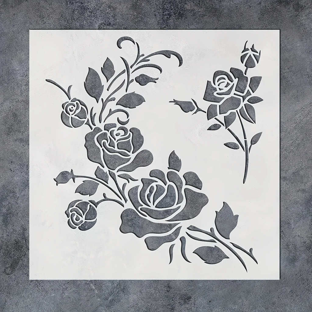 Reusable Rose PET Stencil Floral Template for DIY Wall Art And Furniture Painting