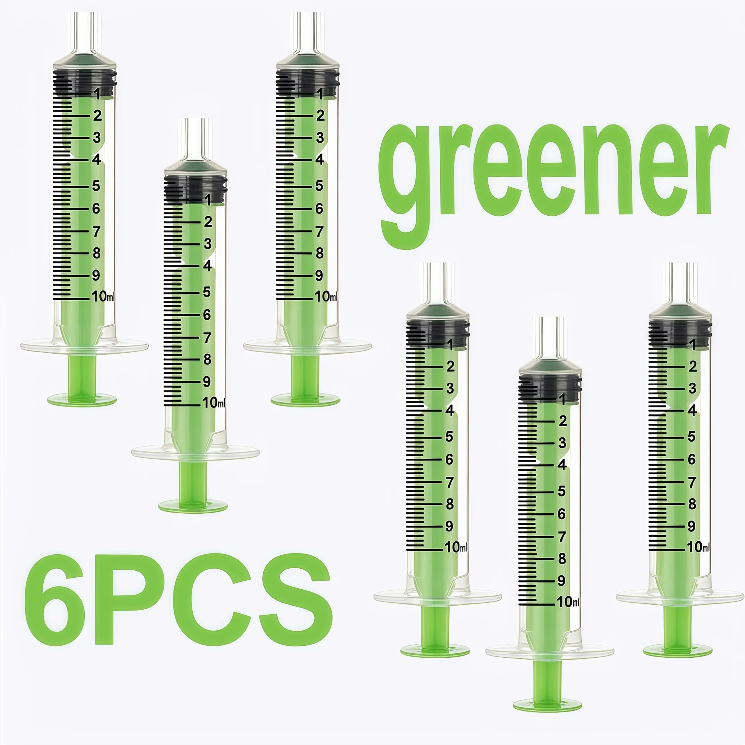 6 pieces of 10ml colored syringe with caps, suitable for glue, liquid distribution and measurement, pet food feeding, refilling