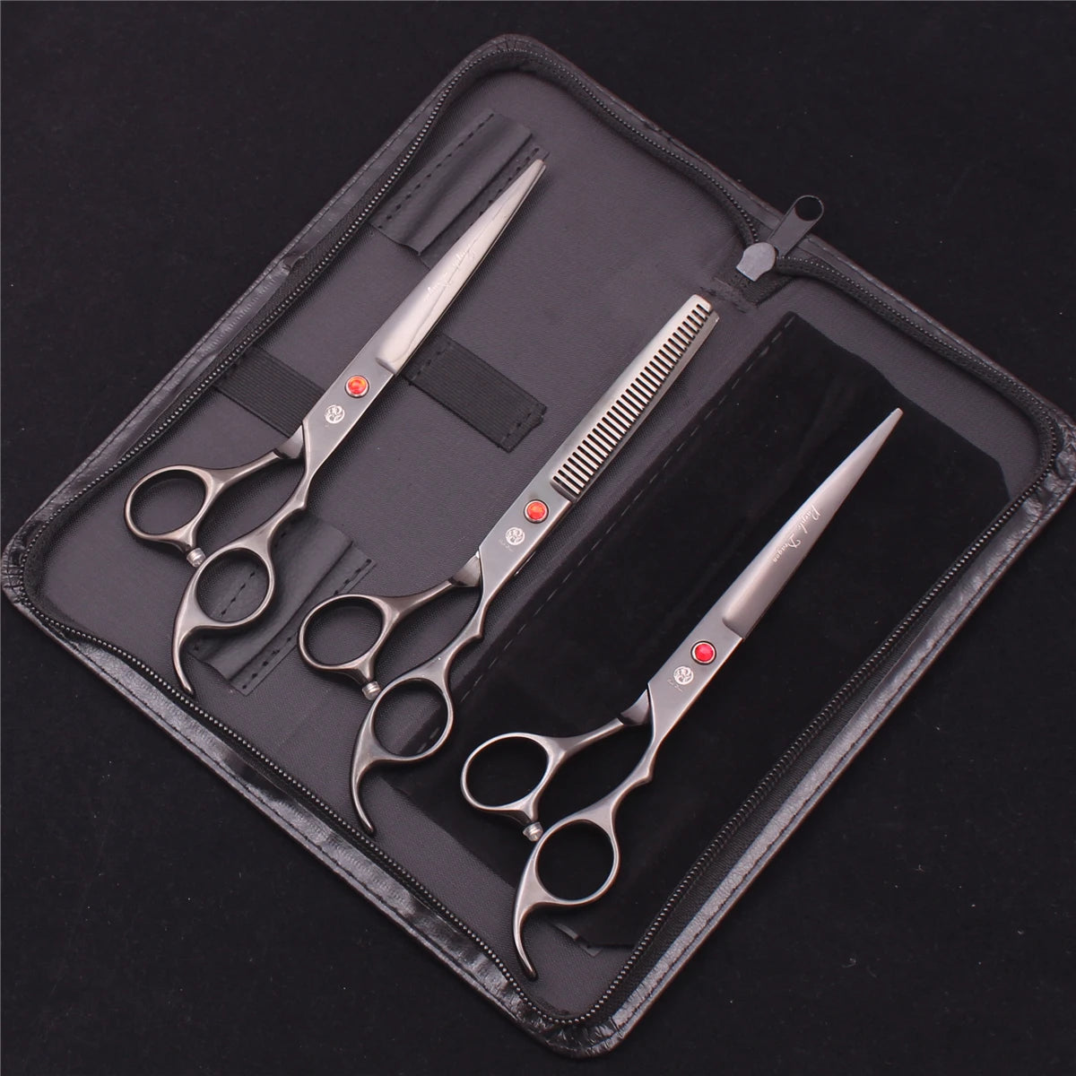 Purple Dragon Dog Grooming Scissors 7" Japan Stainless Straight Shears Pet Thinning Scissors Dog Curved Shears Chunker Z3003