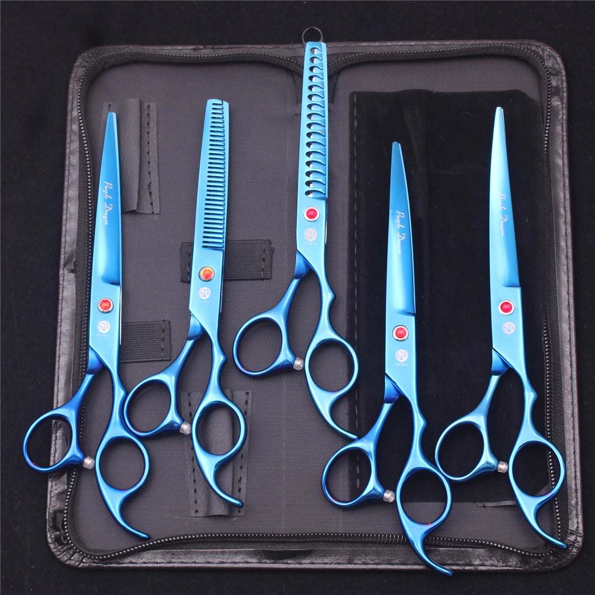 Purple Dragon Dog Grooming Scissors 7" Japan Stainless Straight Shears Pet Thinning Scissors Dog Curved Shears Chunker Z3003