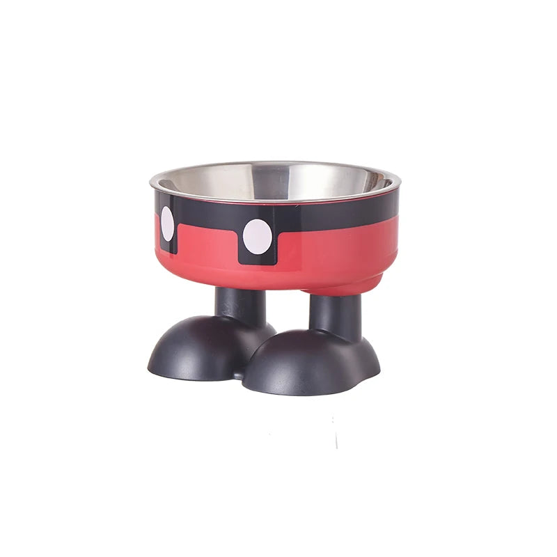A high-legged pet bowl, colorful stainless steel large-capacity dog bowl for feeding and water, neck-protecting cat bowl, anti